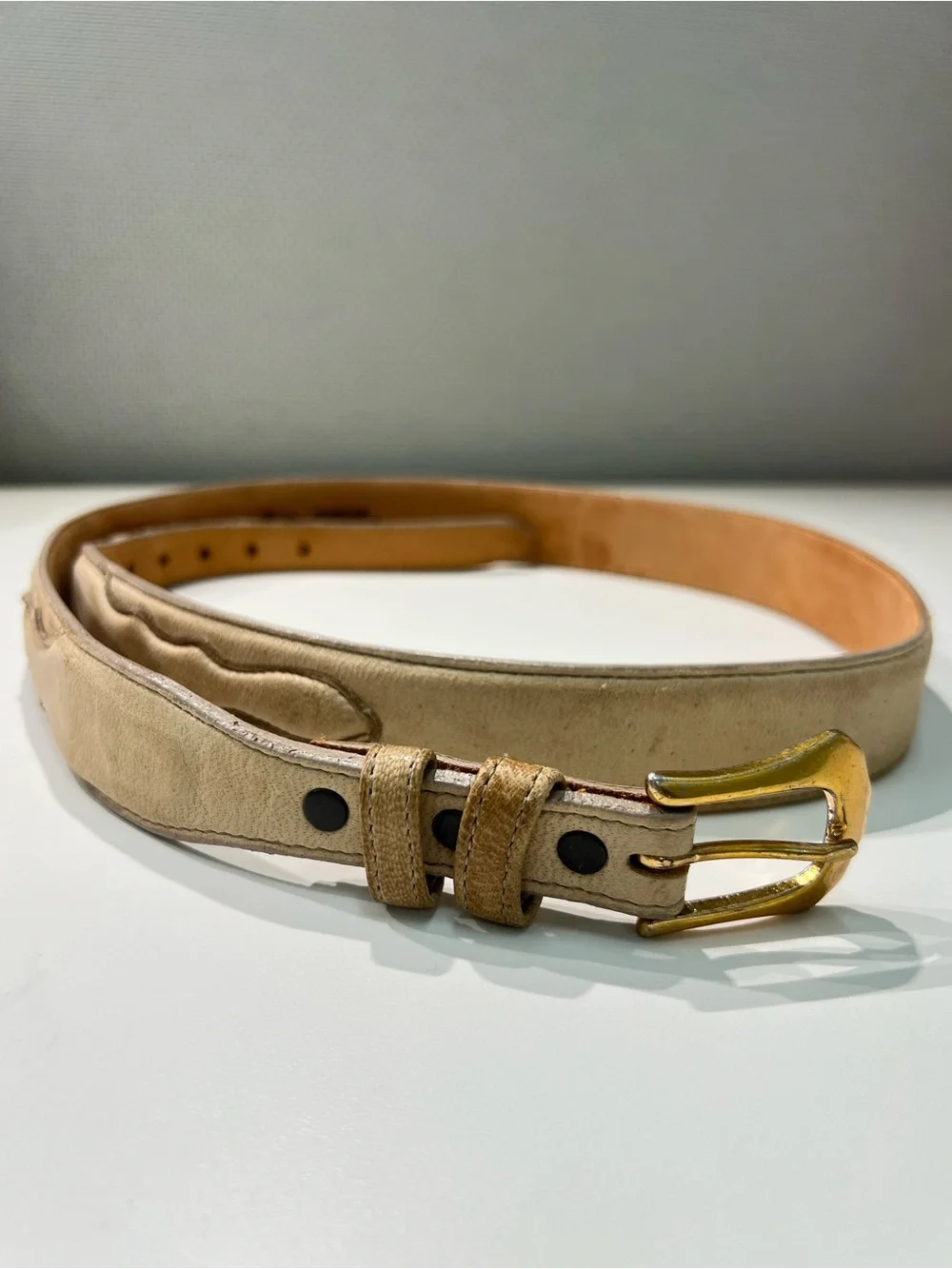 Justin Belt Size 40 Beige Top Grain Cowhide Vintage Made USA Western